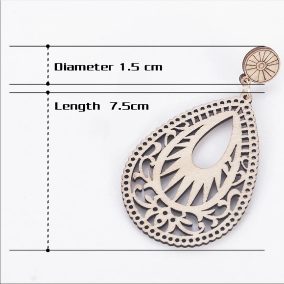 Natural Wooden Teardrop Earrings With Gift Bag - Picture 5 of 7